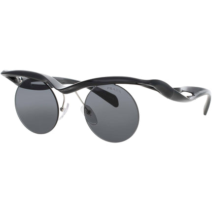 Prada Men's Sunglasses - Shiny Black Acetate Round Rimless Frame | PR A24S 1AB5S0 ,