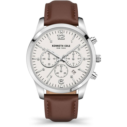 Kenneth Cole KCWGF2175001 Men's Chronograph Watch Silver Steel White Dial 44mm ,