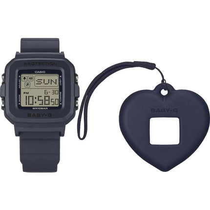 Casio Baby-G Plus BGD-10KH-2C Black Digital Watch for Women, Heart Holder, 100M WR ,
