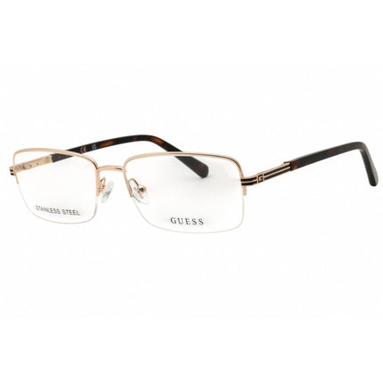 Guess Men's Eyeglasses - Pale Gold Metal Rectangular Half Rim Frame | GU50044 032 ,