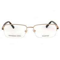 Guess Men's Eyeglasses - Pale Gold Metal Rectangular Half Rim Frame | GU50044 032 ,