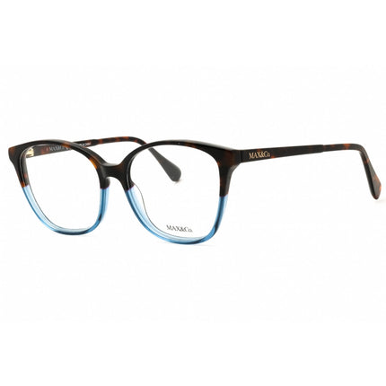Max & Co Women's Eyeglasses - Havana/Blue Full Rim Rectangular Frame | MO5077 56A ,
