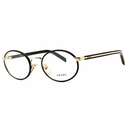 Prada Unisex Designer Eyeglasses - Oval Pale Gold and Black Full Rim | PR B55V AAV1O1 ,