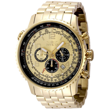 Invicta Aviator 49081 Men's Watch 49mm Gold Stainless Steel Quartz Mineral ,