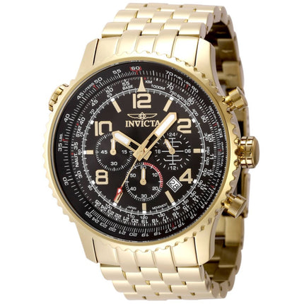 Invicta Aviator 49082 Men's Watch 49mm Gold Stainless Steel Black Dial Quartz ,