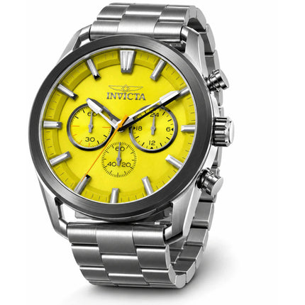 Invicta Speedway 50432 Men's 45mm Quartz Watch Gunmetal Steel Yellow Dial ,