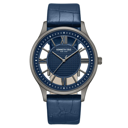 Kenneth Cole KCWGA0000471 Men's Quartz Watch Blue Dial Blue Leather Strap ,