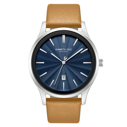 Kenneth Cole KCWGB0000271 Men's Quartz Watch Blue Dial Brown Leather Strap ,