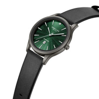 Kenneth Cole KCWGB0000376 Men's Quartz Watch Green Dial Black Leather Strap ,