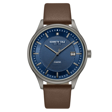 Kenneth Cole KCWGB0000671 Men's Quartz Watch Blue Dial Brown Leather Strap ,