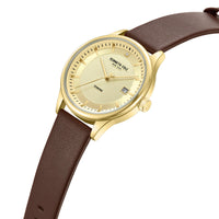 Kenneth Cole KCWGB0000672 Men's Quartz Watch Gold Dial Brown Leather Strap ,