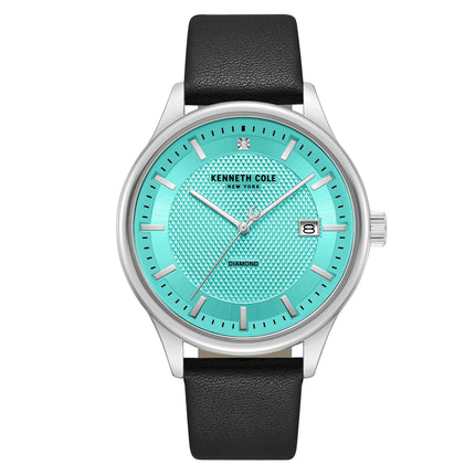 Kenneth Cole KCWGB0000673 Men's Quartz Watch Blue Dial Black Leather Strap ,