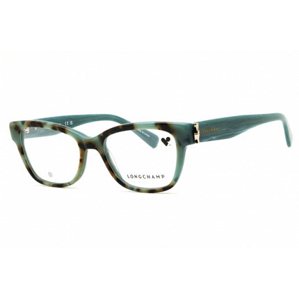 Longchamp LO2713 404 Women's Aqua Havana Rectangular Acetate Full Rim Eyeglasses ,