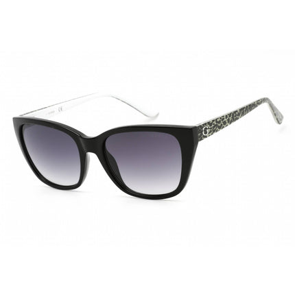 Guess GU7593 05B Women's Black/White/Grey Plastic Full Rim Rectangular Sunglasses ,