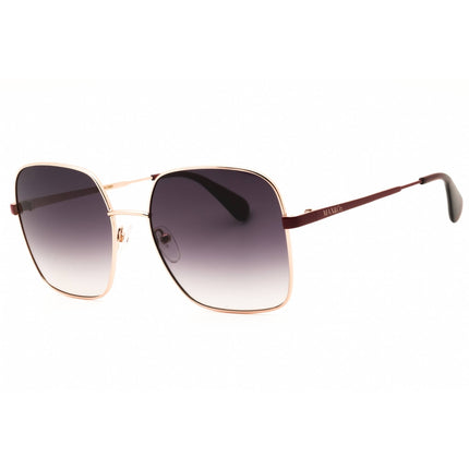 Max & Co MO0056 28F Women's Shiny Rose Gold Metal Full Rim Rectangular Sunglasses ,
