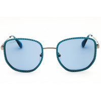 Max & Co MO0091 84V Women's Shiny Light Blue Metal Full Rim Round Shape Sunglasses ,