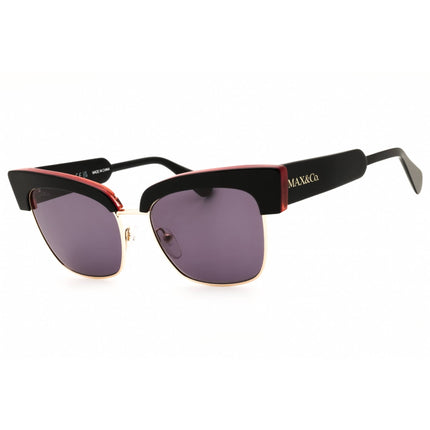 Max & Co MO0092 05A Women's Black/Brown/Gold Acetate Full Rim Cat Eye Sunglasses ,