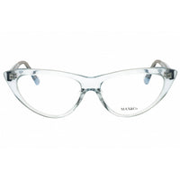 Max & Co MO5015 084 Women's Shiny Light Blue Acetate Full Rim Cat Eye Shape Eyeglasses ,