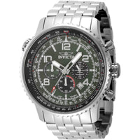 Invicta Aviator 49080 Men's 49.5mm Quartz Watch, Green Dial, Stainless Steel Band ,