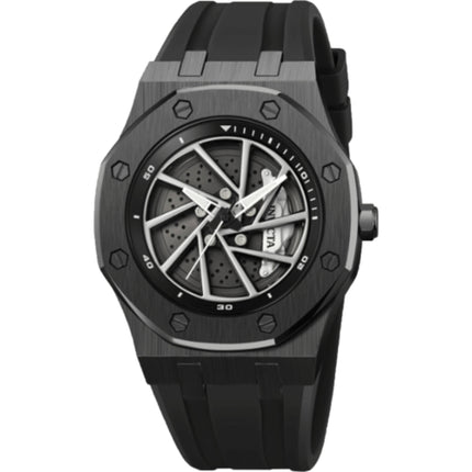 Invicta 69489 Speedway Rim Men's Quartz Watch - 42mm Steel, Black Dial, Silicone Strap ,