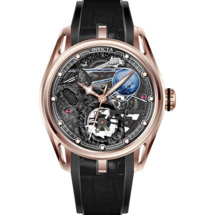 Invicta Celestial 69530 Men's Mechanical Watch, 45mm Rose Gold Case, Black Rubber Band ,