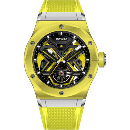 Invicta Celestial 69544 Men's Mechanical Watch, 45mm K9 Glass Case, Yellow Rubber ,