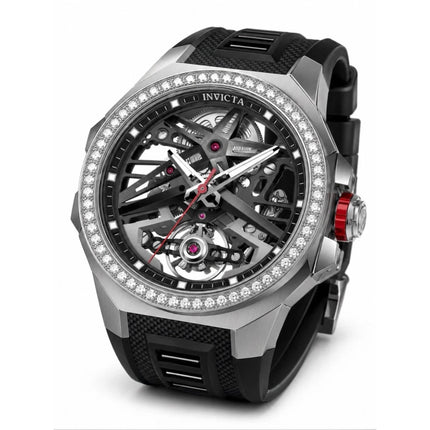 Invicta 70124 Objet D Art Men's 43mm Automatic Black Rubber Diamond Watch ,
