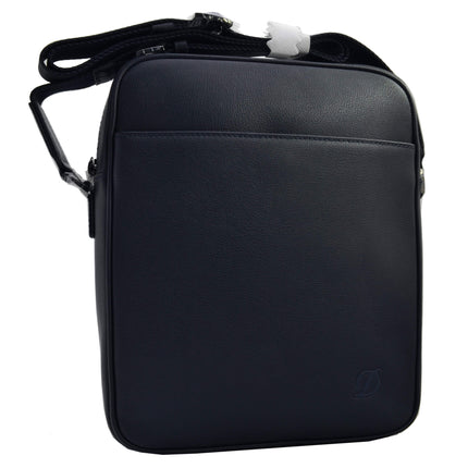 S.T. Dupont Men's Grained Leather Cross Body Bag, Blue 093106B ,