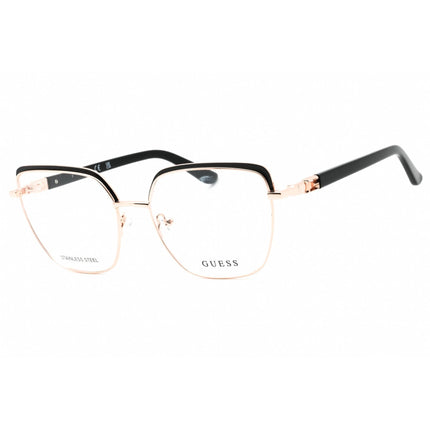 Guess GU2983 005 Women's Rectangular Eyeglasses in Shiny Black/Rose Gold with Full Rim ,