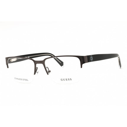 Guess GU50095 009 Men's Rectangular Shape Eyeglasses in Matte Gunmetal Metal Half Rim ,