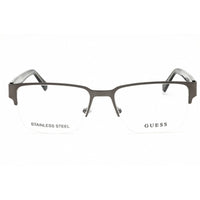 Guess GU50095 009 Men's Rectangular Shape Eyeglasses in Matte Gunmetal Metal Half Rim ,