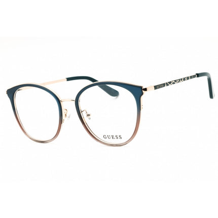 Guess GU50201-D 092 Women's Round Eyeglasses in Blue/Beige/Brown Acetate Full Rim ,