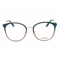 Guess GU50201-D 092 Women's Round Eyeglasses in Blue/Beige/Brown Acetate Full Rim ,