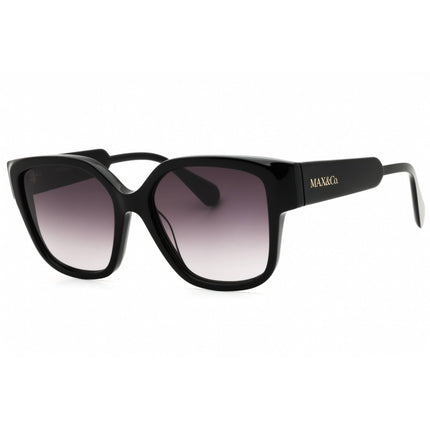 Max & Co MO0075 01B Women's Rectangular Sunglasses in Shiny Black Acetate Full Rim ,