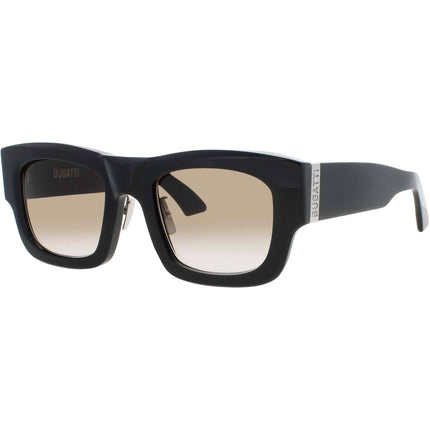 Bugatti 48M BK Unisex Sunglasses in Black/Sterling Silver Acetate/Metal Cat Eye Frame ,