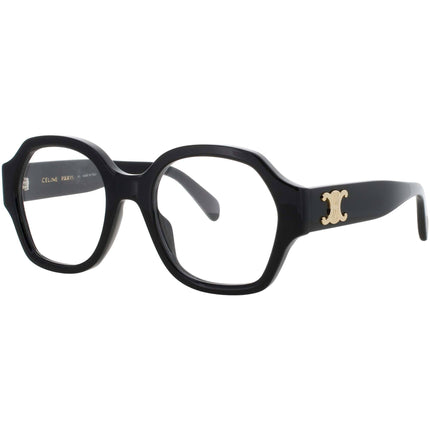 Celine CL50134I 001 Women's Shiny Black Acetate Full Rim Frame Round Eyeglasses ,