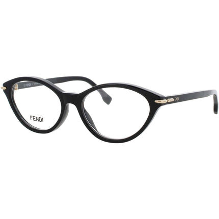 Fendi FE50126I 001 Women's Shiny Black Acetate Full Rim Frame Oval Shape Eyeglasses ,