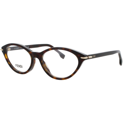 Fendi FE50126I 052 Women's Dark Havana Acetate Full Rim Frame Oval Shape Eyeglasses ,