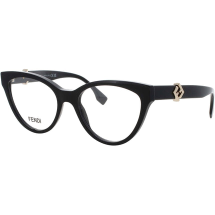 Fendi FE50134I 001 Women's Shiny Black Acetate Full Rim Frame Cat Eye Eyeglasses ,