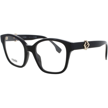 Fendi FE50135I 001 Women's Shiny Black Acetate Full Rim Frame Round Shape Eyeglasses ,