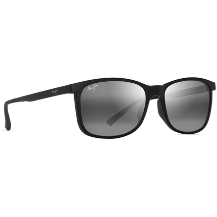 Maui Jim MJ0672S-001 Hulili Polarized Rectangular Sunglasses, Matte Black ,