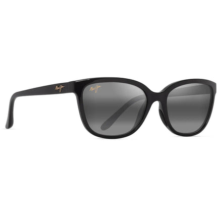Maui Jim Honi MJ0758S-004 Women's Shiny Black Acetate Cat Eye Polarized Sunglasses ,