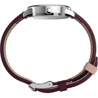 Timex TW2U96300JT Easy Reader Women's Quartz Watch, 30mm Silver-Tone, Burgundy ,