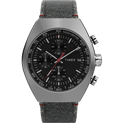 Timex TW2W50000VQ Legacy Tonneau Chronograph Men's 42mm Black Dial Leather Watch ,