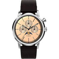 Timex TW2W51100VQ Marlin Moon Phase Men's 40mm Rose Gold Dial Leather Watch ,