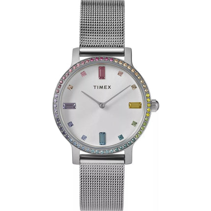 Timex TW2W79000VQ Transcend Women's 31mm Silver-Tone Stainless Steel Mesh Watch ,