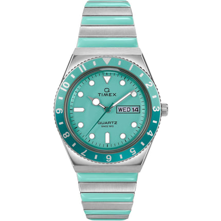 Timex TW2W87800VQ Q Women's 36mm Silver-Tone Stainless Steel Watch, Blue Dial ,