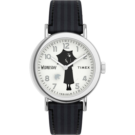 Timex TW2Y19400JR Wednesday Weekender 37mm Analog Watch Black Vegan Leather Strap ,