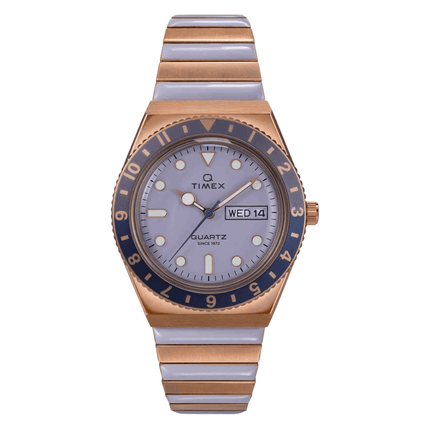 Timex TW2W87700VQ Q Women's 36mm Rose Gold-Tone Stainless Steel Watch, Purple Dial ,