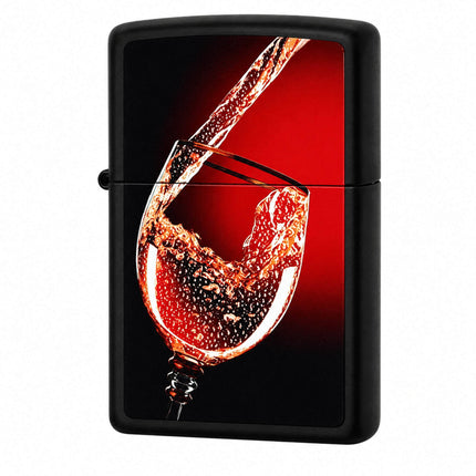 Zippo 28179 Glass of Wine Black Matte Windproof Pocket Lighter ,